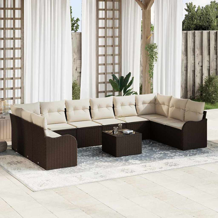 Set da giardino  in 10 pezzi con cuscini grigi e rattan sintetico. 3345888