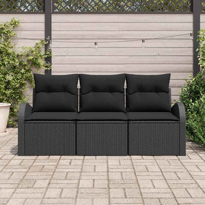 Set Divano da Giardino-Sofa da Giardino-Divanetto da esterno Nero polyrattan 617474