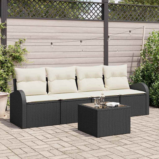 Set Divano da Giardino-Sofa da Giardino-Divanetto da esterno Nero 55 x 55 x 37 cm polyrattan 375665