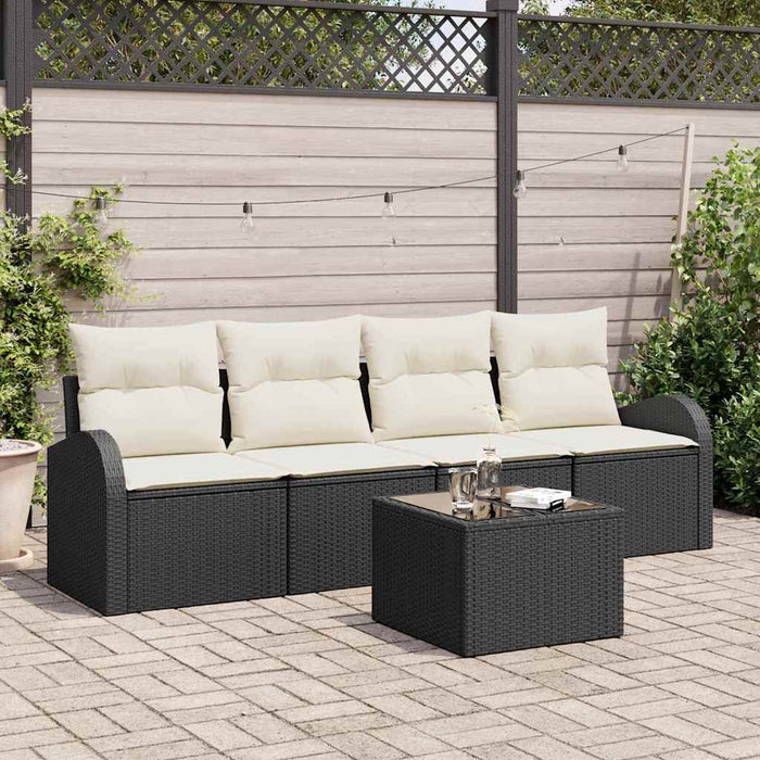 Set Divano da Giardino-Sofa da Giardino-Divanetto da esterno Nero 55 x 55 x 37 cm polyrattan 375665