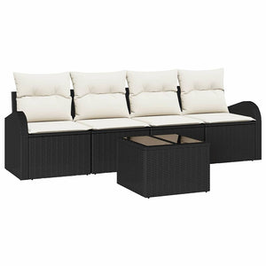 Set Divano da Giardino-Sofa da Giardino-Divanetto da esterno Nero 55 x 55 x 37 cm polyrattan 375665