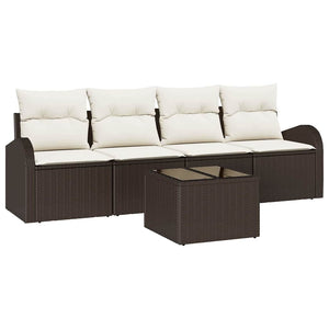 Set Divano da Giardino-Sofa da Giardino-Divanetto da esterno Marrone 55 x 55 x 37 cm polyrattan