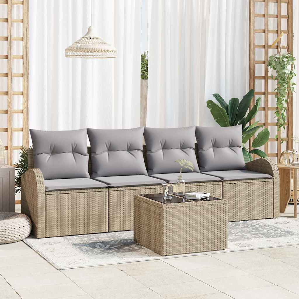 Set Divano da Giardino-Sofa da Giardino-Divanetto da esterno Beige 55 x 55 x 37 cm polyrattan