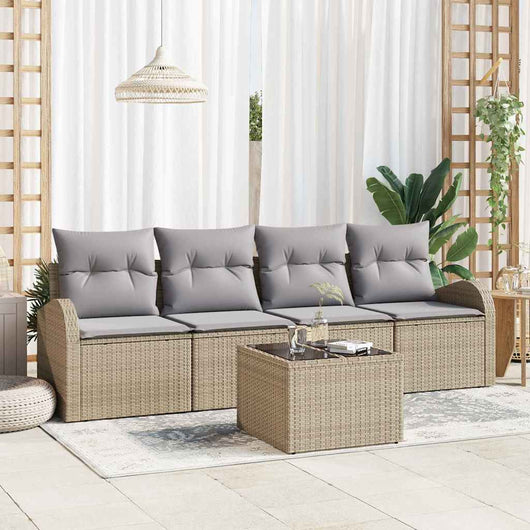 Set Divano da Giardino-Sofa da Giardino-Divanetto da esterno Beige 55 x 55 x 37 cm polyrattan
