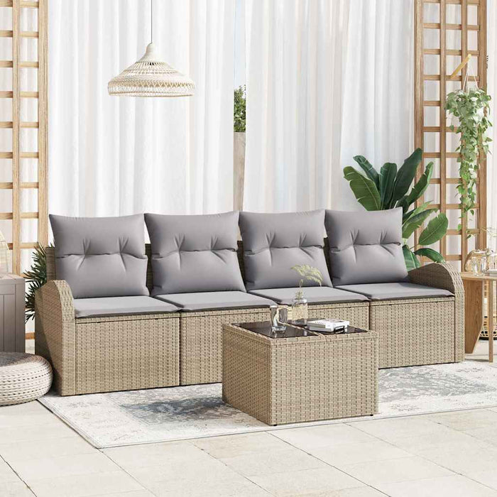 Set Divano da Giardino-Sofa da Giardino-Divanetto da esterno Beige 55 x 55 x 37 cm polyrattan