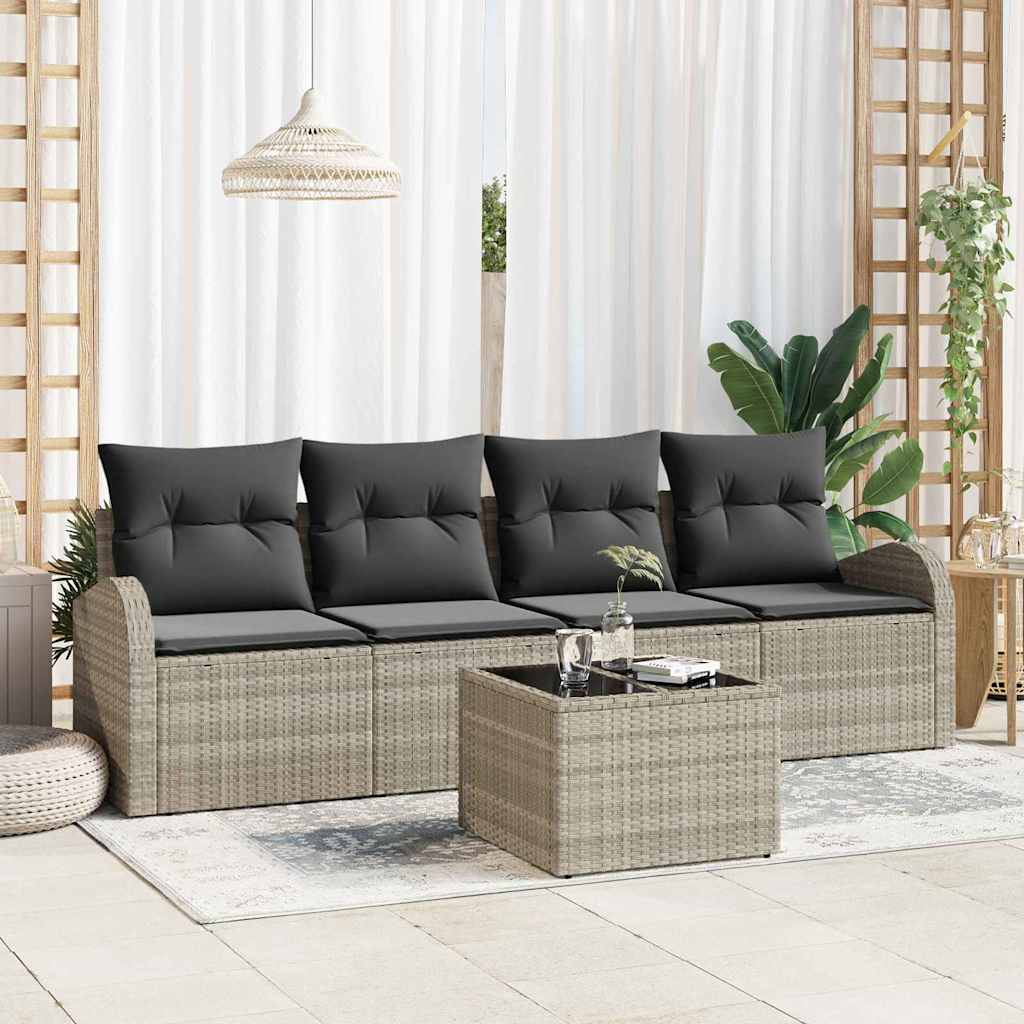 Set Divano da Giardino-Sofa da Giardino-Divanetto da esterno Grigio chiaro 55 x 55 x 37 cm polyrattan
