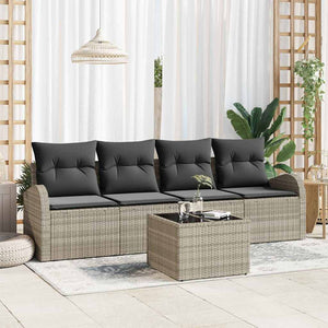Set Divano da Giardino-Sofa da Giardino-Divanetto da esterno Grigio chiaro 55 x 55 x 37 cm polyrattan