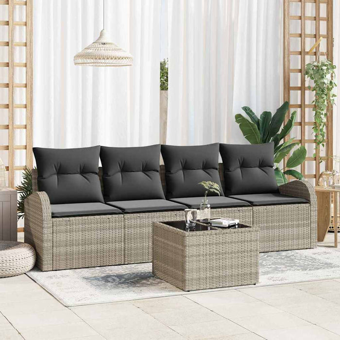 Set Divano da Giardino-Sofa da Giardino-Divanetto da esterno Grigio chiaro 55 x 55 x 37 cm polyrattan