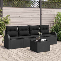 Set Divano da Giardino-Sofa da Giardino-Divanetto da esterno Nero 55 x 55 x 37 cm polyrattan 758793