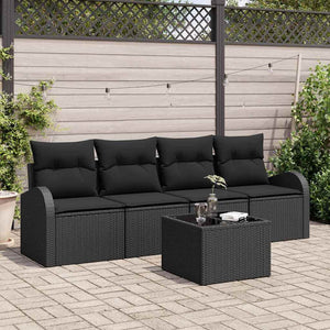 Set Divano da Giardino-Sofa da Giardino-Divanetto da esterno Nero 55 x 55 x 37 cm polyrattan 758793