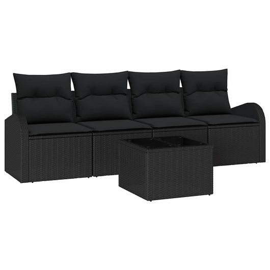 Set Divano da Giardino-Sofa da Giardino-Divanetto da esterno Nero 55 x 55 x 37 cm polyrattan 758793