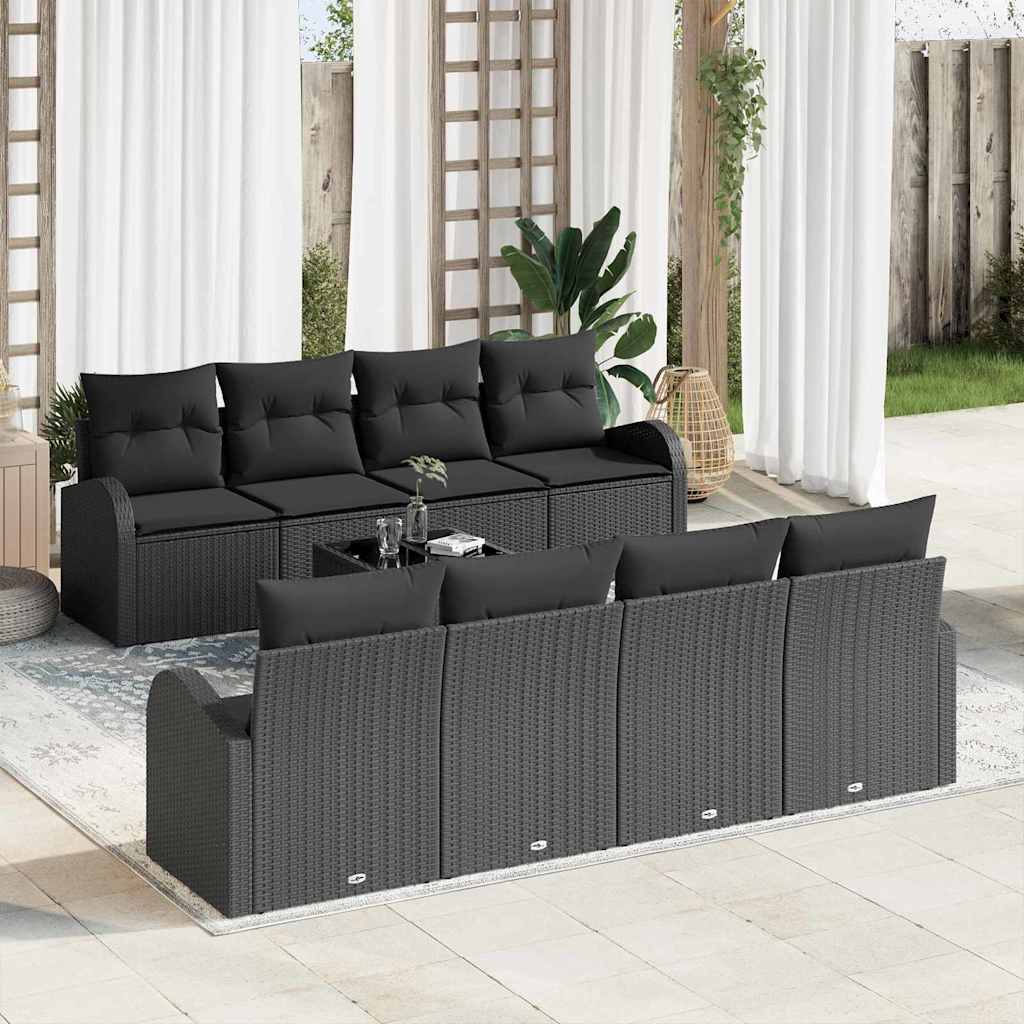 Set Divano da Giardino 7 pcs Nero 55 x 55 x 37 cm polyrattan 3345973