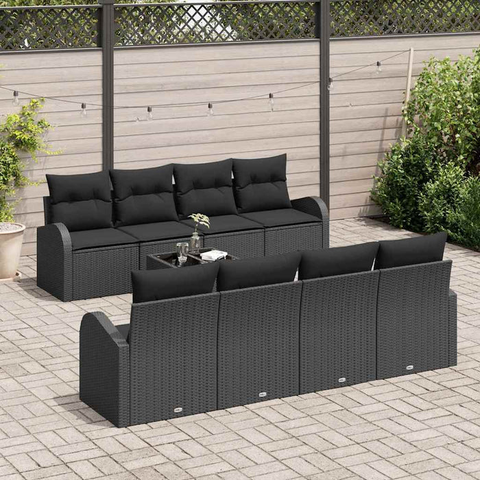 Set Divano da Giardino 7 pcs Nero 55 x 55 x 37 cm polyrattan 3345973