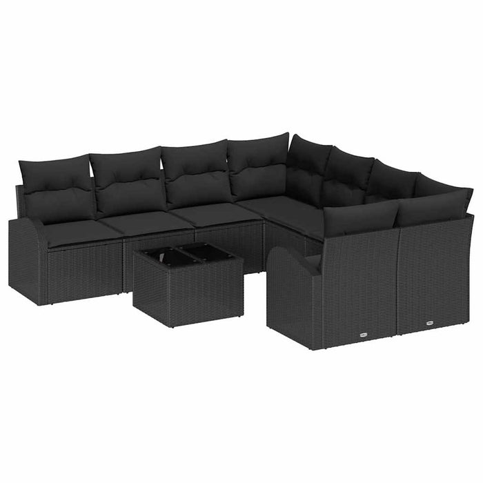 Set Divano da Giardino 9 pcs Nero 55 x 55 x 37 cm polyrattan 3345983