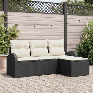 Set Divano da Giardino-Sofa da Giardino-Divanetto da esterno Nero polyrattan 542091