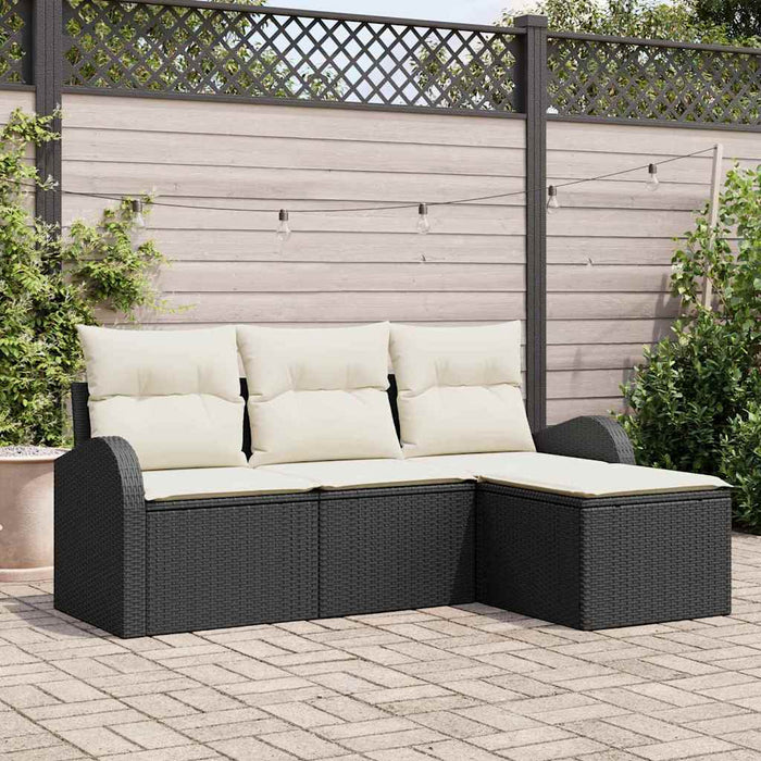 Set Divano da Giardino-Sofa da Giardino-Divanetto da esterno Nero polyrattan 542091