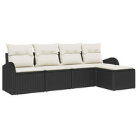 Set Divano da Giardino 5 pz-Sofa da Giardino-Divanetto da esterno Nero polyrattan 104928