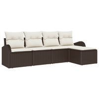 Set Divano da Giardino 5 pz-Sofa da Giardino-Divanetto da esterno Marrone polyrattan 343204