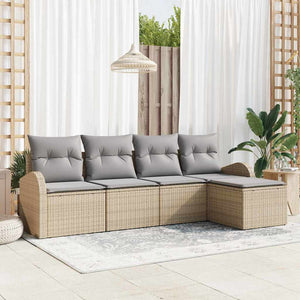 Set Divano da Giardino 5 pz-Sofa da Giardino-Divanetto da esterno Beige polyrattan 396930