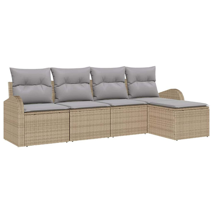 Set Divano da Giardino 5 pz-Sofa da Giardino-Divanetto da esterno Beige polyrattan 396930