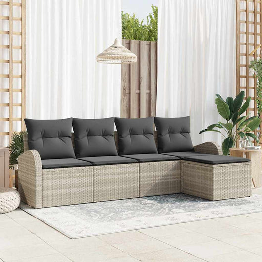 Set Divano da Giardino 5 pz-Sofa da Giardino-Divanetto da esterno Grigio chiaro polyrattan 603529