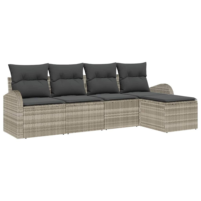 Set Divano da Giardino 5 pz-Sofa da Giardino-Divanetto da esterno Grigio chiaro polyrattan 603529