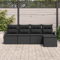 Set Divano da Giardino 5 pz-Sofa da Giardino-Divanetto da esterno Nero polyrattan 625406