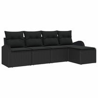 Set Divano da Giardino 5 pz-Sofa da Giardino-Divanetto da esterno Nero polyrattan 625406