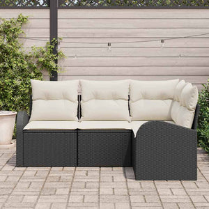 Set Divano da Giardino 4 pz-Sofa da Giardino-Divanetto da esterno Nero polyrattan 705901