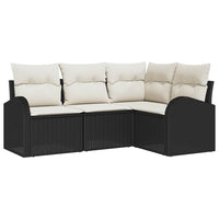 Set Divano da Giardino 4 pz-Sofa da Giardino-Divanetto da esterno Nero polyrattan 705901
