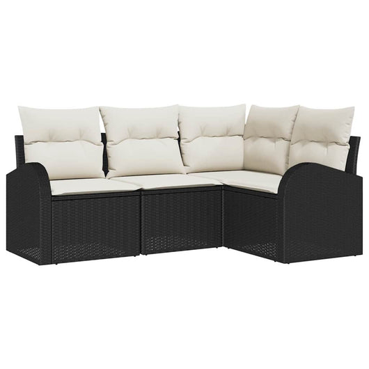 Set Divano da Giardino 4 pz-Sofa da Giardino-Divanetto da esterno Nero polyrattan 705901