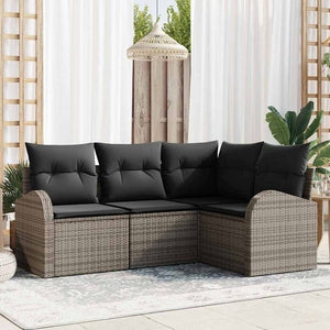 Set Divano da Giardino-Sofa da Giardino-Divanetto da esterno Grigio polyrattan 890061