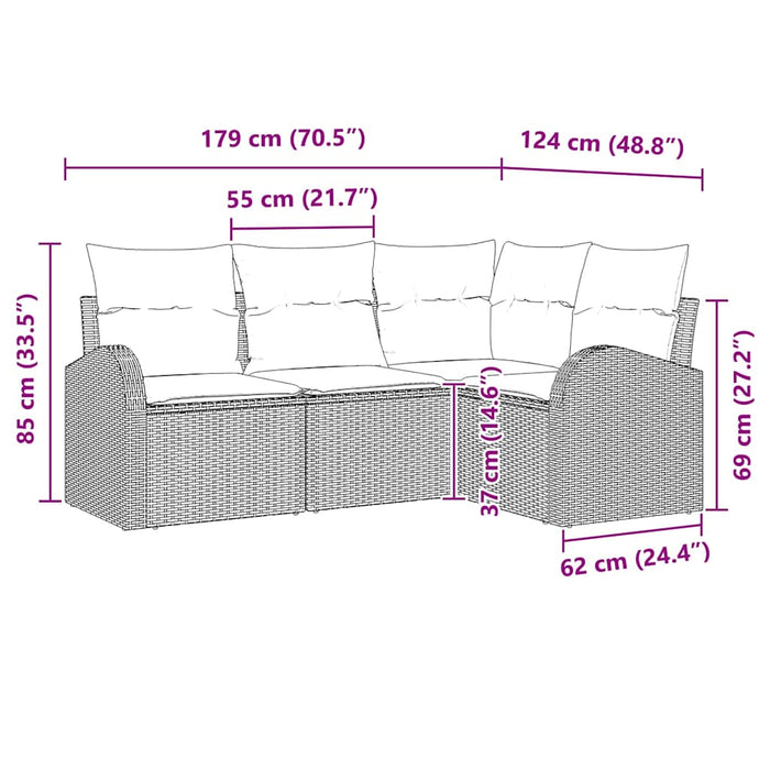 Set Divano da Giardino-Sofa da Giardino-Divanetto da esterno Grigio polyrattan 890061