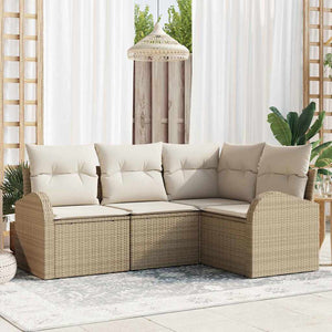 Set Divano da Giardino 4 pz-Sofa da Giardino-Divanetto da esterno Beige polyrattan 782992