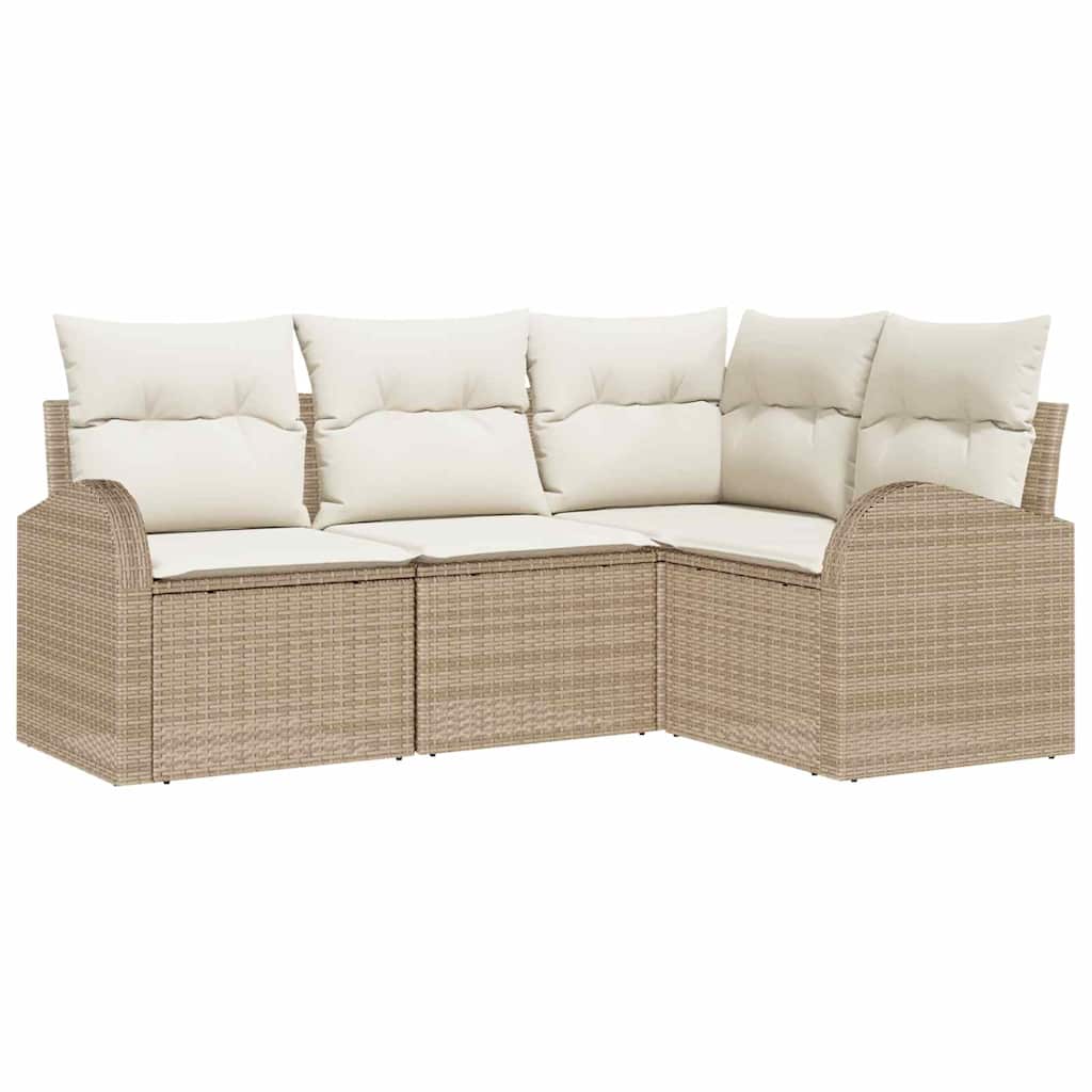 Set Divano da Giardino 4 pz-Sofa da Giardino-Divanetto da esterno Beige polyrattan 782992