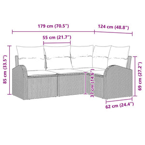 Set Divano da Giardino 4 pz-Sofa da Giardino-Divanetto da esterno Beige polyrattan 782992