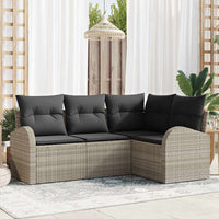 Set Divano da Giardino 4 pz-Sofa da Giardino-Divanetto da esterno Grigio chiaro polyrattan 298743