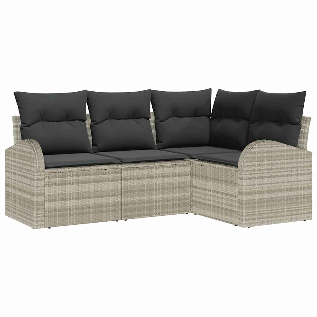 Set Divano da Giardino 4 pz-Sofa da Giardino-Divanetto da esterno Grigio chiaro polyrattan 298743