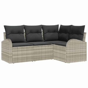 Set Divano da Giardino 4 pz-Sofa da Giardino-Divanetto da esterno Grigio chiaro polyrattan 298743