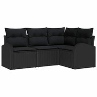 Set Divano da Giardino 4 pz-Sofa da Giardino-Divanetto da esterno Nero polyrattan 993183