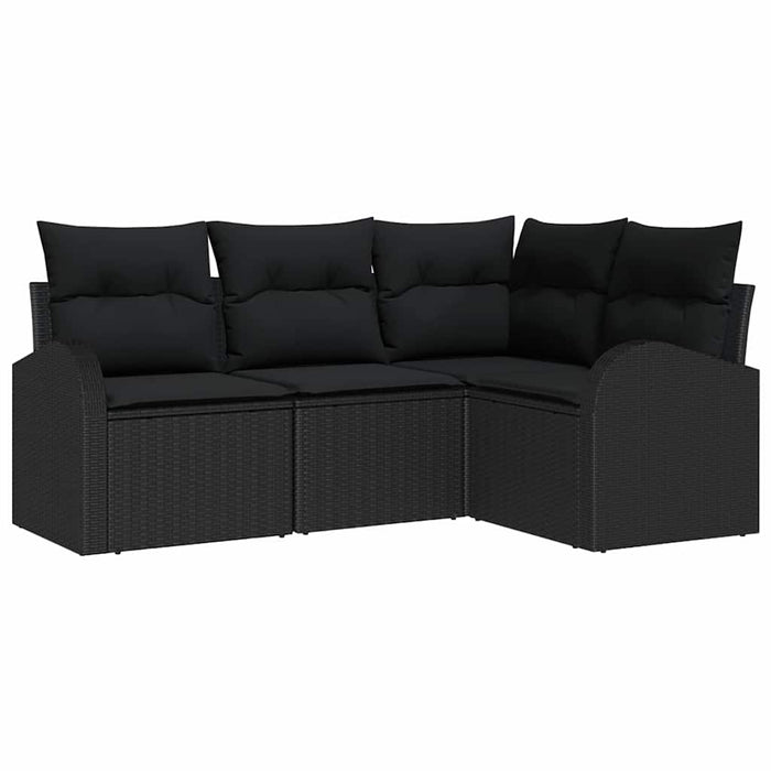 Set Divano da Giardino 4 pz-Sofa da Giardino-Divanetto da esterno Nero polyrattan 993183
