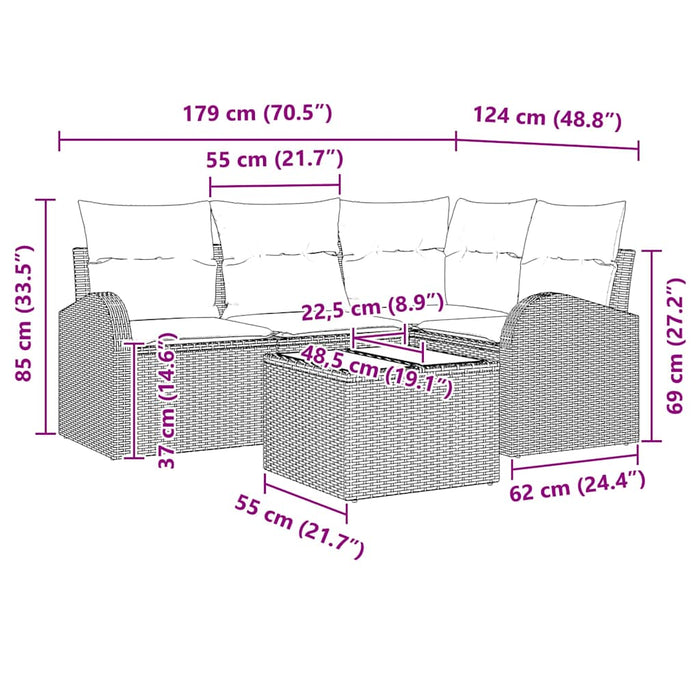 Set Divano da Giardino 5 pz-Sofa da Giardino-Divanetto da esterno Nero polyrattan 163971