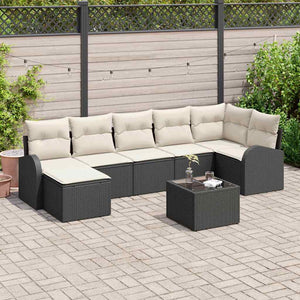 Set Divano da Giardino con cuscino 8 pcs Nero Poly Rattan 3346137