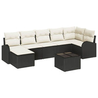 Set Divano da Giardino con cuscino 8 pcs Nero Poly Rattan 3346137
