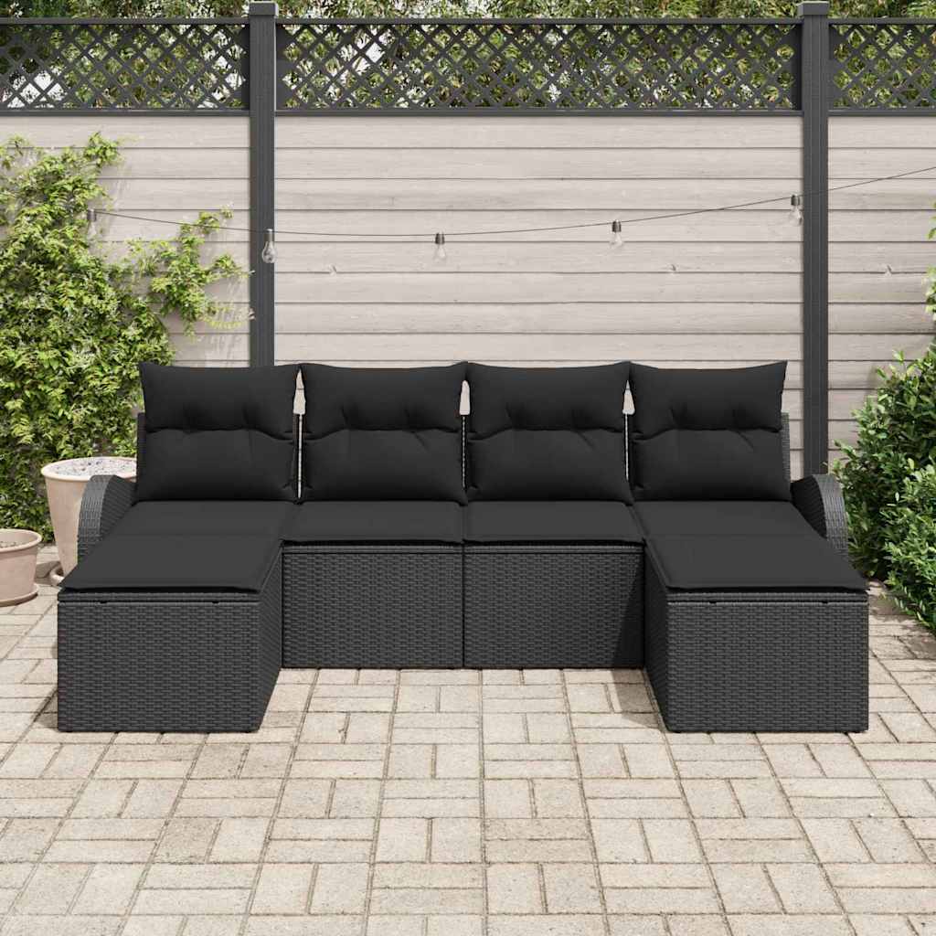 Set di divani da giardino 6 pezzi con cuscini in rattan sintetico nero 3346153