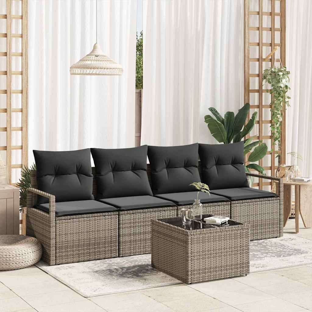 Set Divani Giardino 5 Pezzi Cuscini Grigio Polyrattan 3346249
