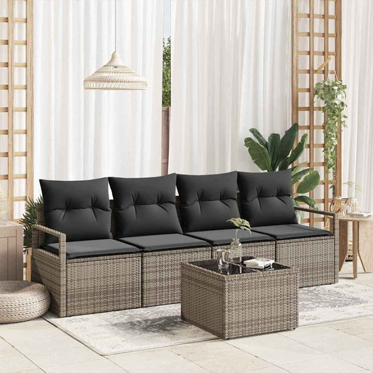 Set Divano da Giardino 5 pz-Sofa da Giardino-Divanetto da esterno Grigio 55 x 55 x 37 cm polyrattan