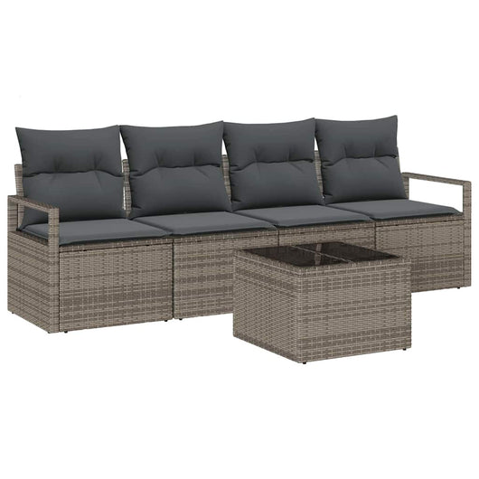 Set Divano da Giardino 5 pz-Sofa da Giardino-Divanetto da esterno Grigio 55 x 55 x 37 cm polyrattan