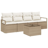 Set di Sofà da Giardino a 5 Pezzi con Cuscini Beige in Polyrattan 3346251