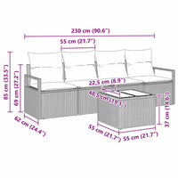 Set di Sofà da Giardino a 5 Pezzi con Cuscini Beige in Polyrattan 3346251